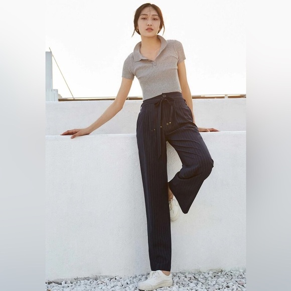 J.ING Navy Pinstripe Wide-Leg Pants - Brand New with Tags - Picture 4 of 10